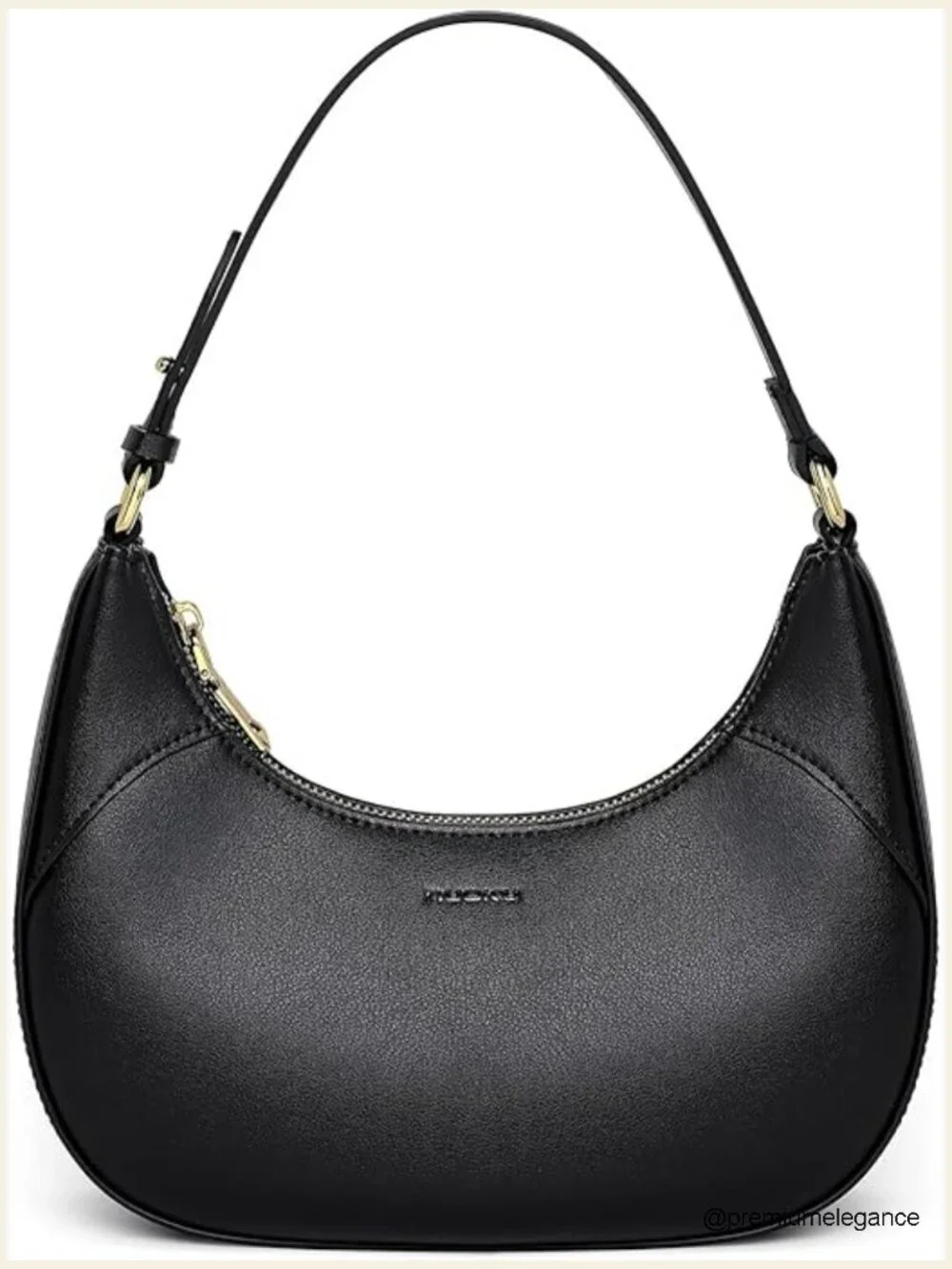 Premium PU Leather Crescent Hobo Bag with Shoulder Strap Zip Closure